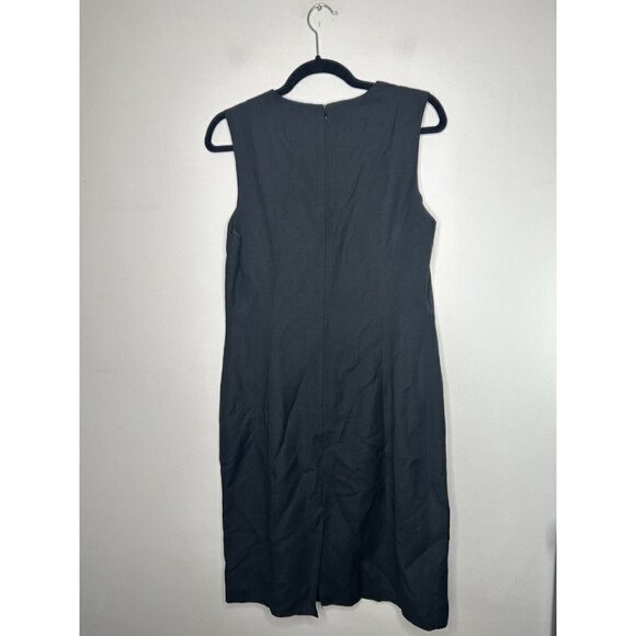 Harve Benard Women's Sleeveless Button Down Linen Blend Solid Black Size 12 - Picture 6 of 13
